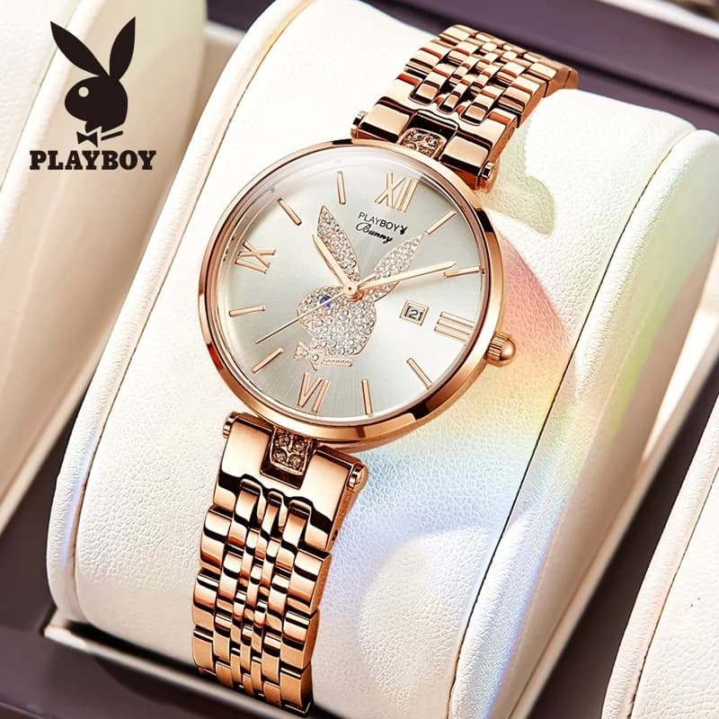 PLAYBOY สปอตสินค้า นาฬิกาข้อมือผู้หญิงหนุ่มสาว กันน้ําได้ 100% สายสเตนเลส รับประกัน 3 ปี