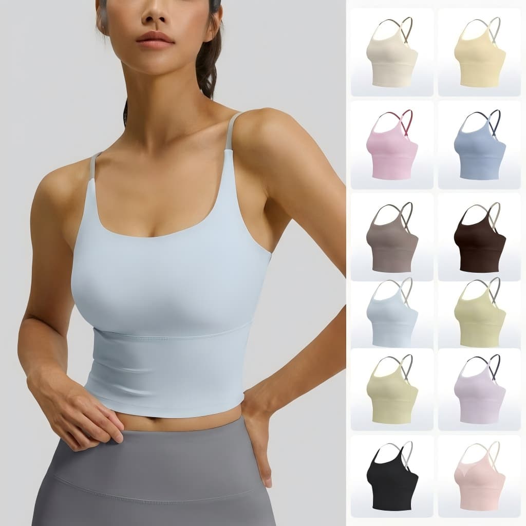เพิ่มสีใหม่ (YOGA-635) เสื้อบราโยคะเว้าหลัง สายเดี่ยวฟิตเนส มีฟองน้ํา เสื้อสายเดี่ยวโยคะ แฟชั่นกีฬา