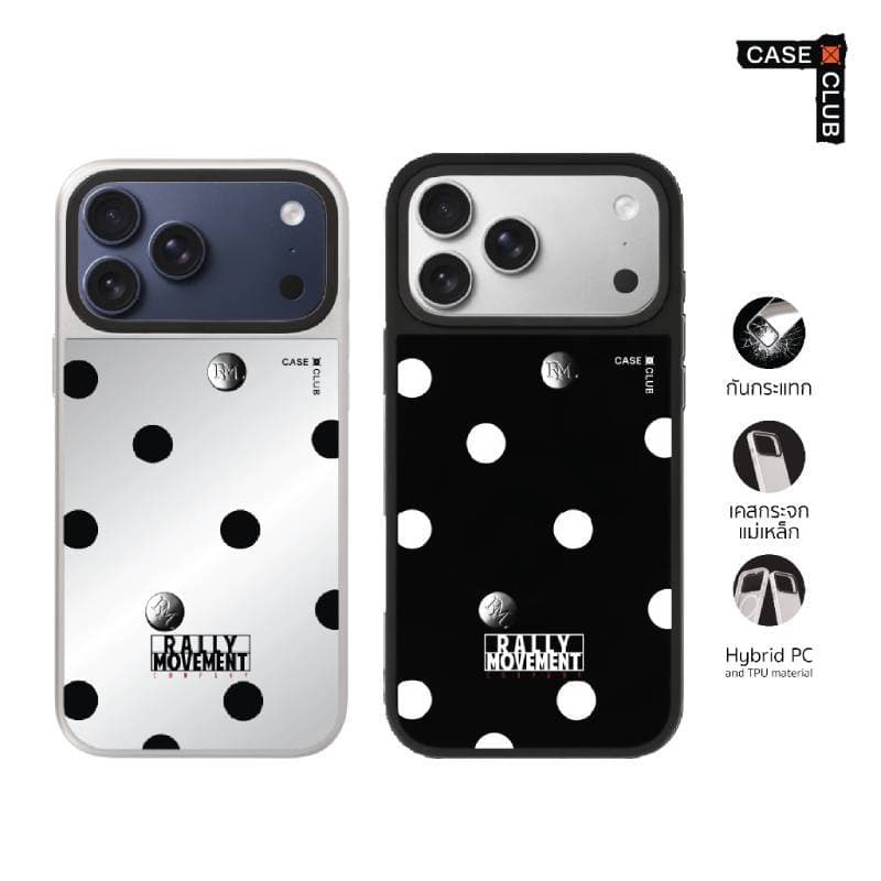 CaseClub เคสไอโฟน เคสกระจก ลาย Rally RM Dot ลายจุด RM สําหรับ สําหรับไอโฟน18Pro Max/18Pro/17/16/15/14/13