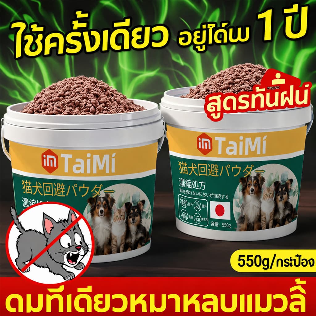 🐶🐱ผงไล่สัตว์เลี้ยง 550g ไล่แมวไล่สุนัขต่อเนื่อง 24 ชม. สูตรปลอดภัยต่อคนและสัตว์เลี้ยง ใช้ได้ทั่วบ้าน…