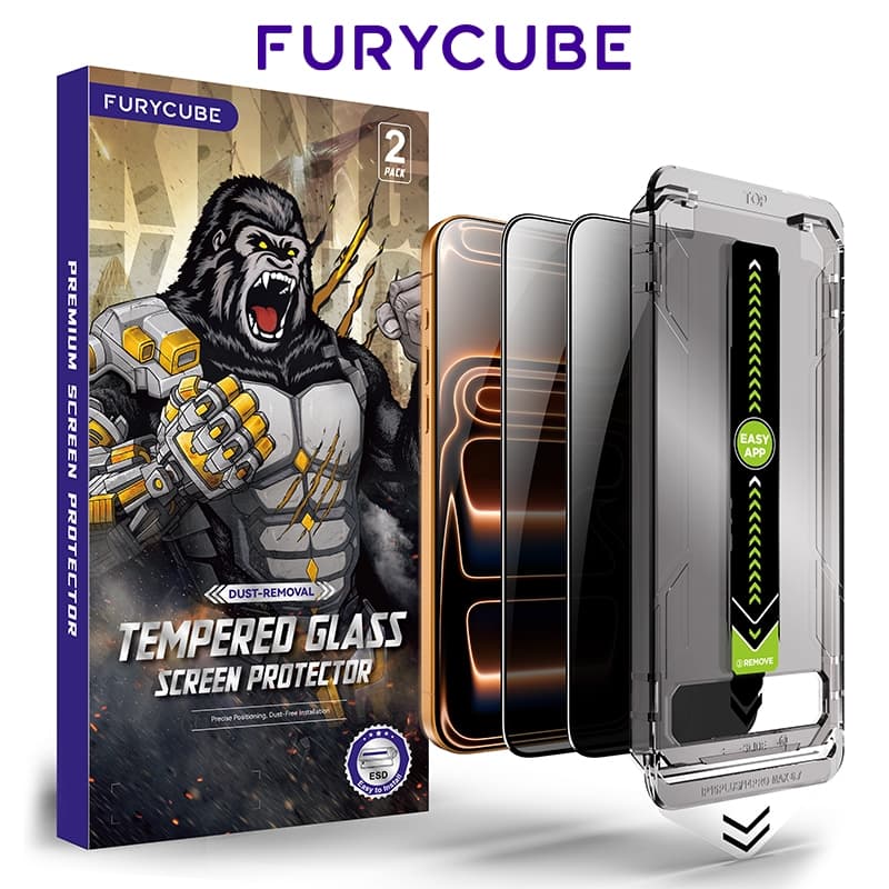 FURYCUBE ฟิล์มกระจก เกรดพรีเมี่ยม รุ่น MAGIC-APP แบบใสและแบบกันเสือก iPhone18 pro max 17 16 15 14 13 12 11 pro