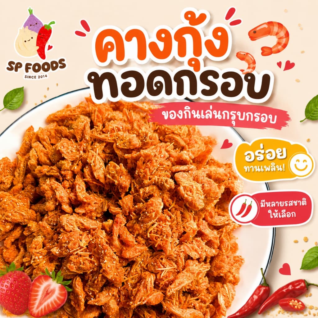 แพ็ค50กรัม คางกุ้งทอดกรอบชคางกุ้งกรอบ หลากรส ขายดี คางกุ้งทอดกรอบปรุงรส