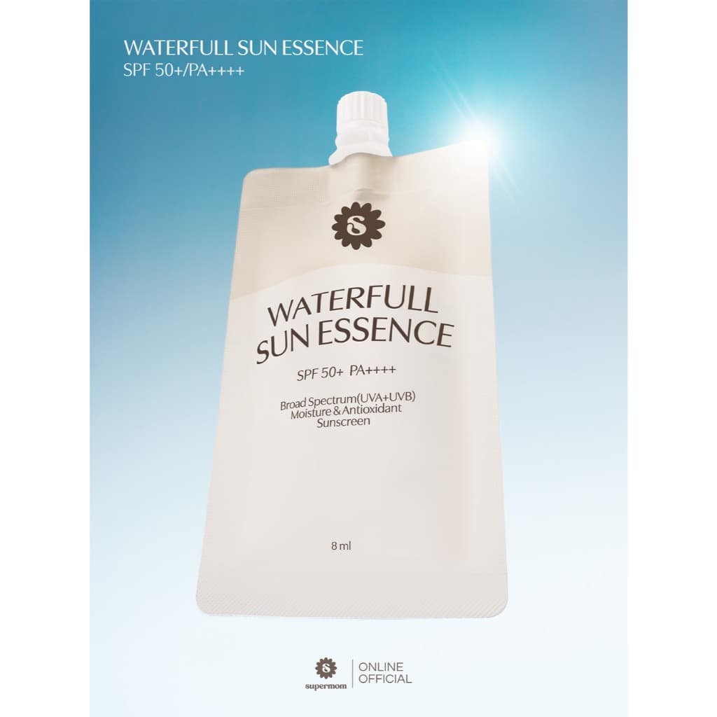 SUPERMOM l WATERFULL SUN ESSENCE SPF 50+/PA++++ กันแดดแบบซอง เนื้อบางเบา ผ่านการทดสอบ IN VIVO & IN VITRO MADE…