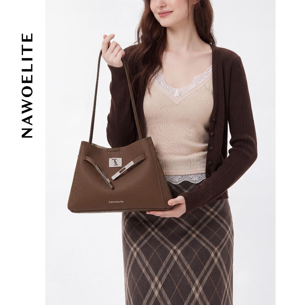 NAWOELITE Kaira Bag กระเป๋าแฟชั่นสุภาพสตรีกระเป๋าสะพายไหล่ พกพาสะดวกทุกวัน กระเป๋าครอสบอดี้PUคลาสสิก11.02…