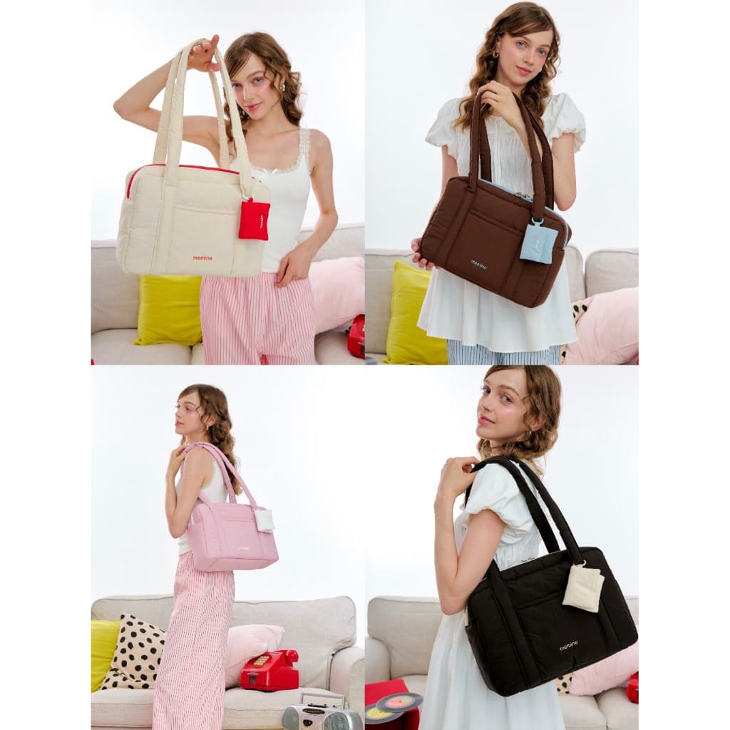 All Day Puffy Bag กระเป๋านุ่มนิ่มสะพายข้างกันน้ํา รองรับnotebook13นิ้ว มีช่องใส่มือถือด้านข้าง (ฟรีพวงกุญแจ…