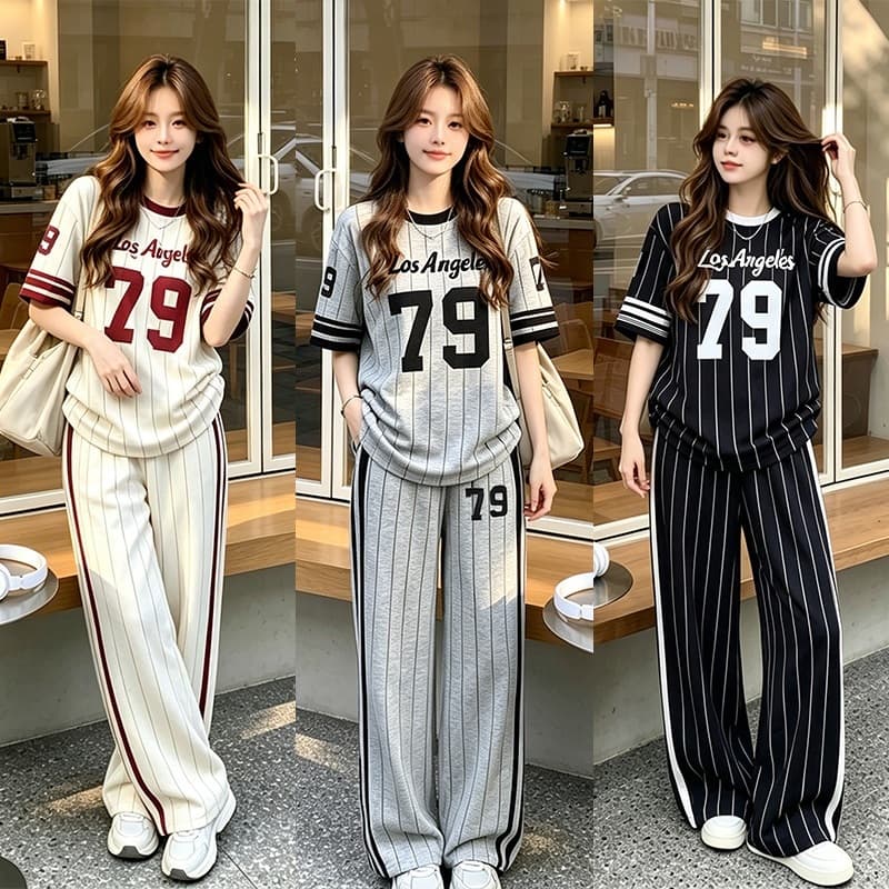 ssmackbansaba No.UG79 ชุดเซ็ท2ชิ้น เสื้อ+กางเกง พิมพ์ลายตัวเลข 79 ชุดเซ็ทแฟชั่น เสื้อผ้าแฟชั่น