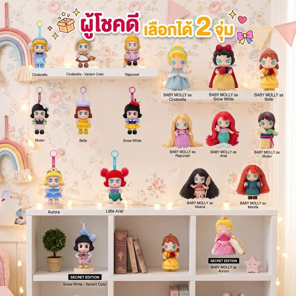 💥จุ่มหมุนเบอร์ ตก 1 รอบที่ 515 MOLLY x Disney Princess 1 รางวัลจ้า