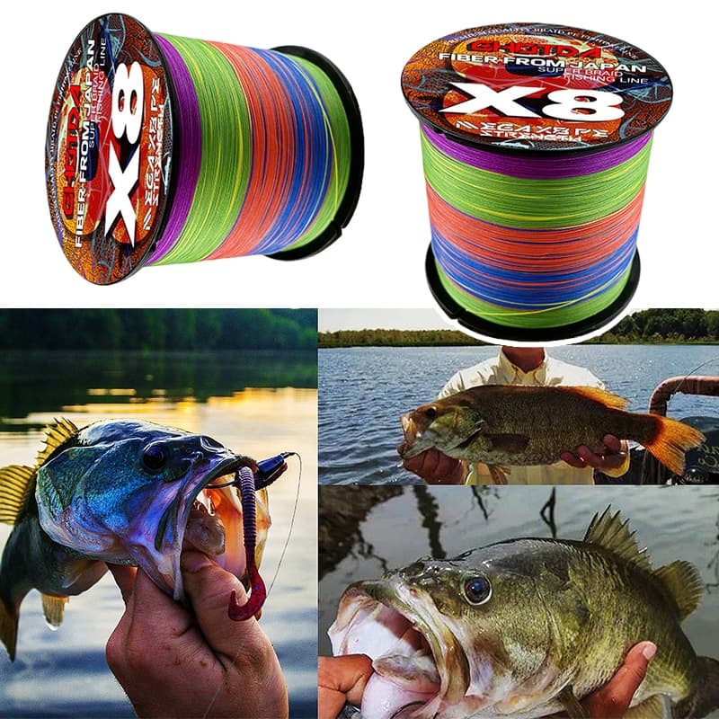 สายPE ถัก8 สายตกปลา ยาว100เมตร หลากสี สายพีอีx8 เหนียว ทน Fishing Line อุปกรณ์ตกปลา