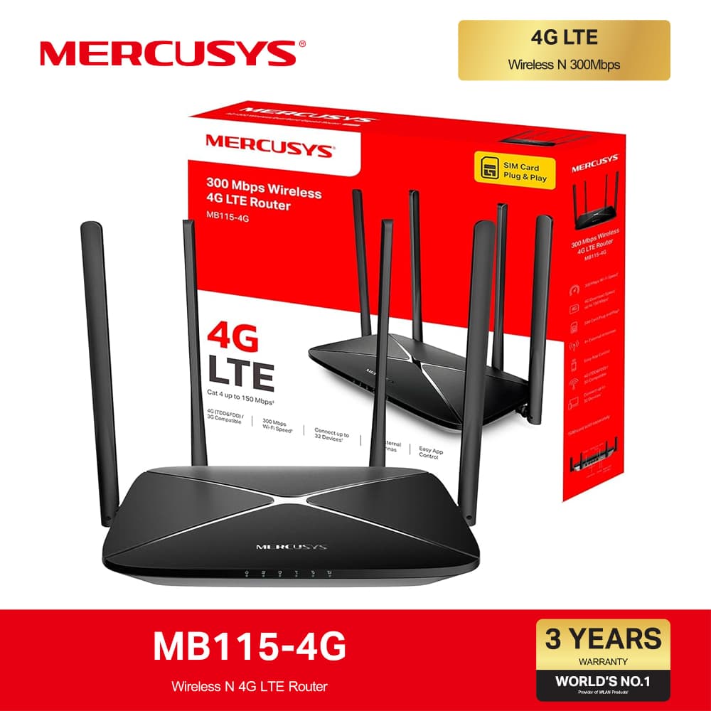 ️เร้าเตอร์ใส่ซิม ️4G Router MERCUSYS (MB115-4G) 300 Mbps Wireless N 4G LTE Router