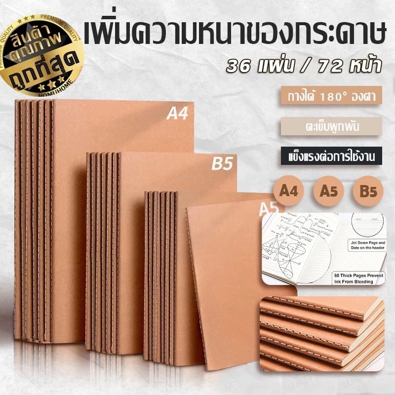 สมุดบันทึก【QC-แพ็คอย่างดี】สมุดโน๊ต มีเส้น ตาราง เส้นกราฟ สไตลล์ muji ขนาด A5 B5 ART14 ADSX SET6 GP
