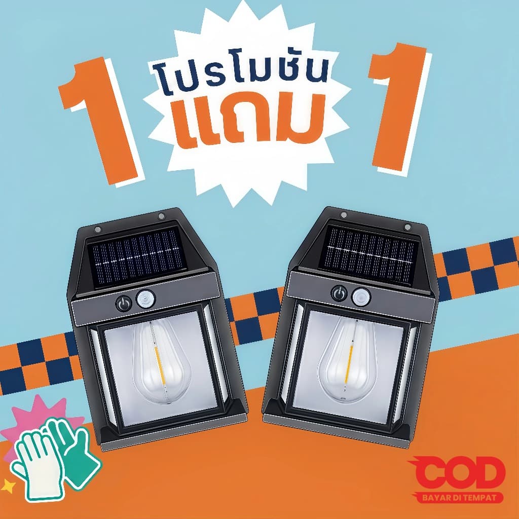 ซื้อ 1 แถม 1 ไฟโซล่าเซลล์ PAE95 ไฟติดผนัง LED สว่างมาก กันน้ํา มีเซ็นเซอร์ 3 โหมด ประหยัดไฟ HS-888