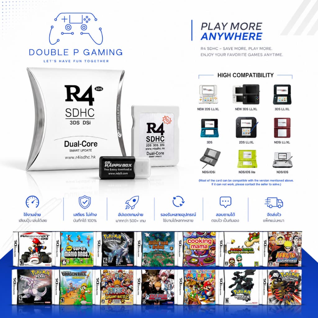 เมม R4 ลงเกมส์ฮิตเต็มเมม พร้อมเล่น มีทุกเกมฮิตเต็มเมม ตลับR4 + เมม32GB พร้อมเกมส์ ใช้ได้กับ NDSL DSI 3DS N3DS… รูปที่ 1