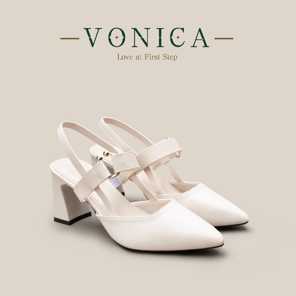 VONICA รองเท้าส้นเตี้ยผู้หญิง รองเท้าแมรี่เจนส้นหนา เบจ รองเท้าแตะผู้หญิง คลาสสิก ใส่สบาย ใส่ทํางานได้