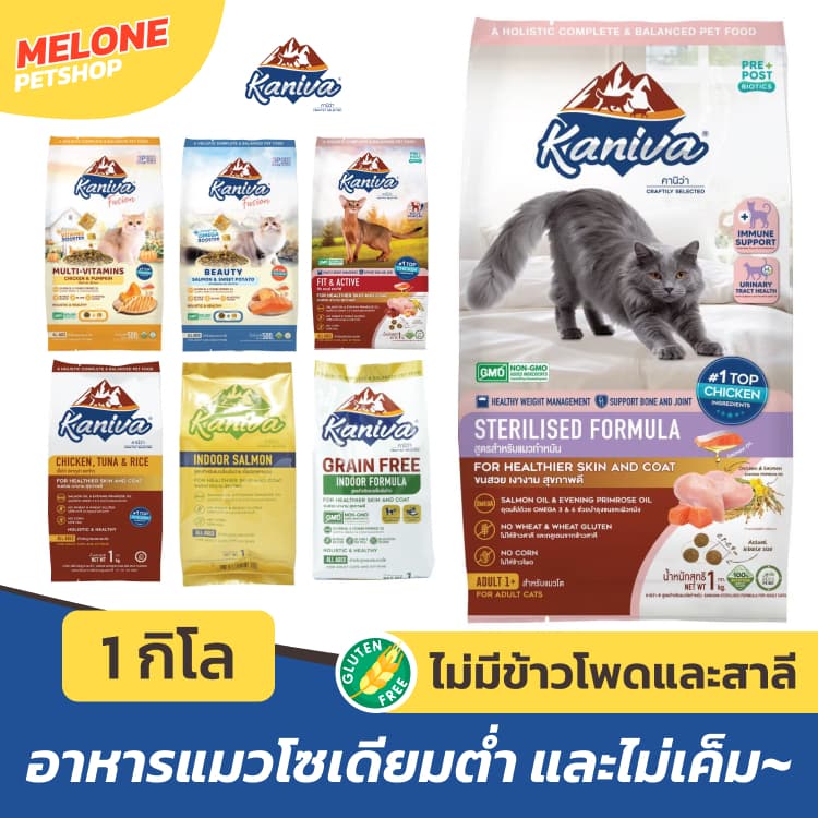 Kaniva อาหารแมว คานิว่า ลูกแมว แมวโต ไก่ แกะ ทูน่า แซลมอน ในบ้าน ไก่งวง แมวแก่ ตัวแน่น บํารุงขน ส่งด่วน…