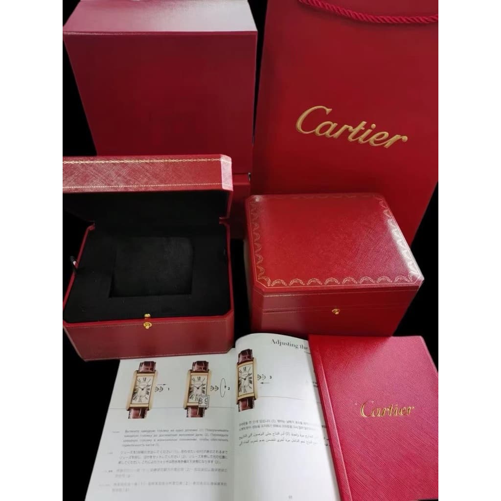 กล่องนาฬิกา Cartier สีแดง Full Set พร้อมถุงและคู่มือ งานสวย สําหรับสะสม/ตกแต่ง