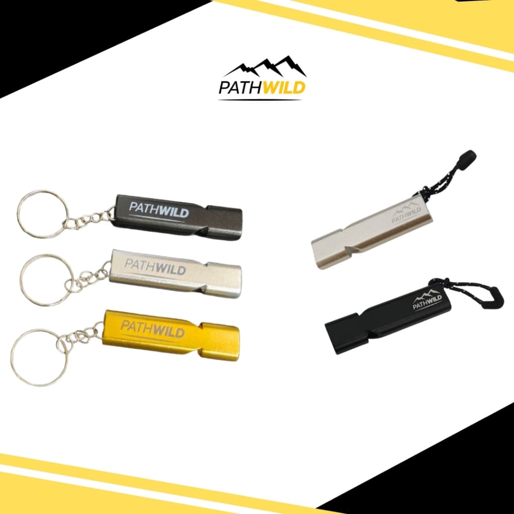 PATHWILD Aluminum Whistle พวงกุญแจนกหวีด ทรงแบน วัสดุอลูมิเนียม น้ําหนักเบามาก เหมาะพกติดตัวเพื่อใช้ยามฉุกเฉิน รูปที่ 1
