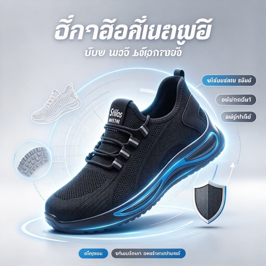 รองเท้าเซฟตี้รองเท้าเหล็กระบายอากาศได้ดีและสะดวกสบายป้องกันการทุบ ป้องกันการเจาะปลอดภัยและทนทาน