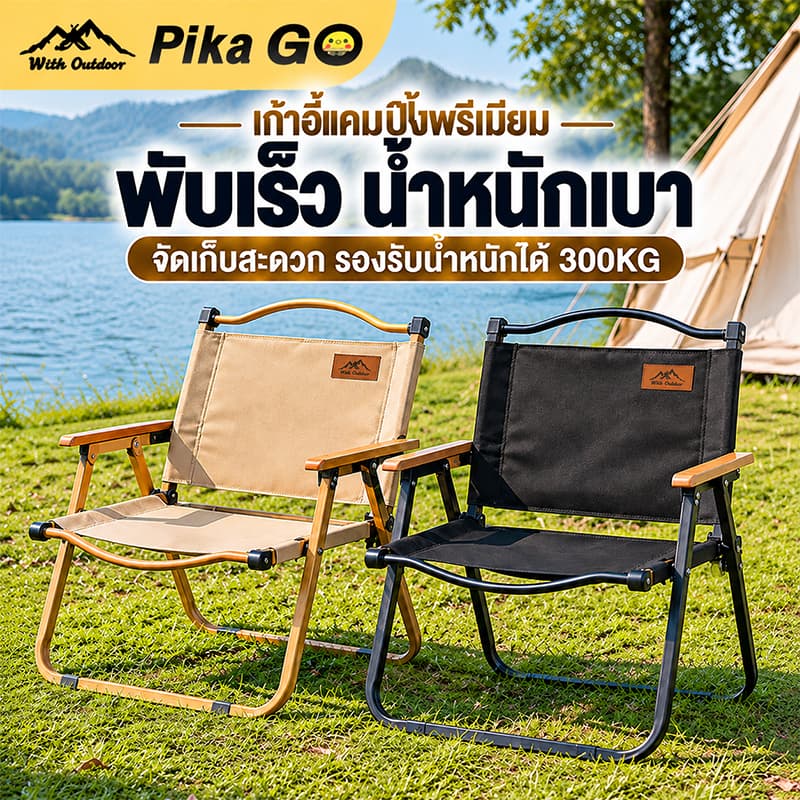 เก้าอี้แคมป์ปิ้ง เก้าอี้สนามที่พับได้ ขาตั้งอลูมิเนียม รับน้ําหนักได้ 300กก เหล็กคาร์บอนสูง