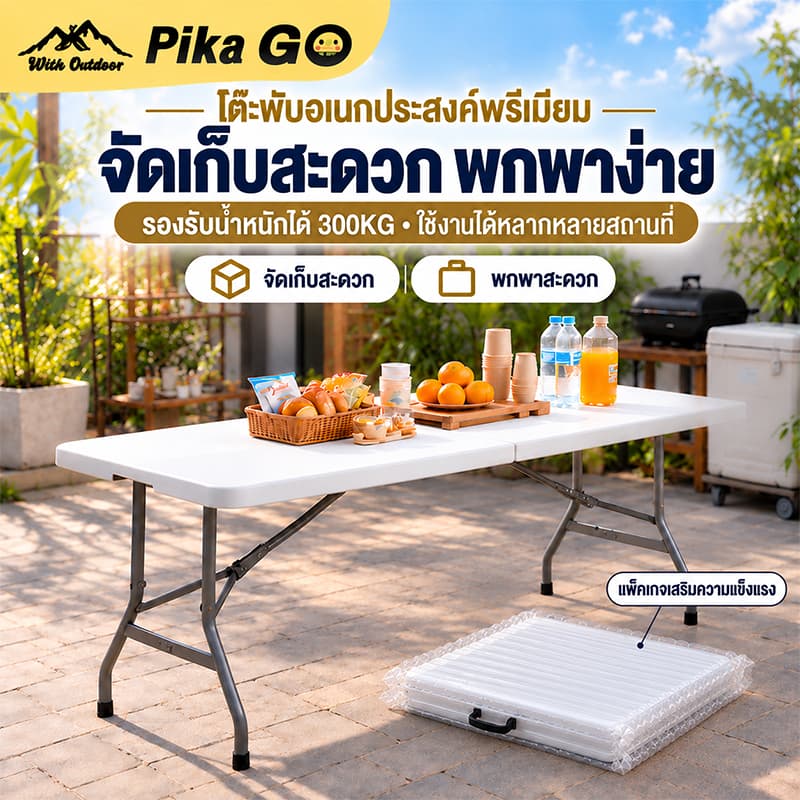 โต๊ะพับได้ โต๊ะแคมป์ปิ้ง โต๊ะอเนกประสงค์ รับน้ําหนักได้500kg เที่ยวแคมป์ปิ้ง โต๊ะขายของตลาดนัดพับได
