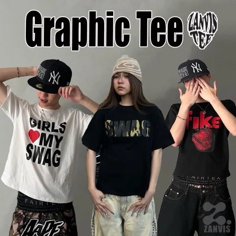 เสื้อยืดนุ่มสบายลายพิมพ์5สี ผ้าฝ้าย100% ดีไซน์เรียบง่ายแฟชั่น เสื้อแขนสั้นทรงหลวมคู่รักชายหญิง