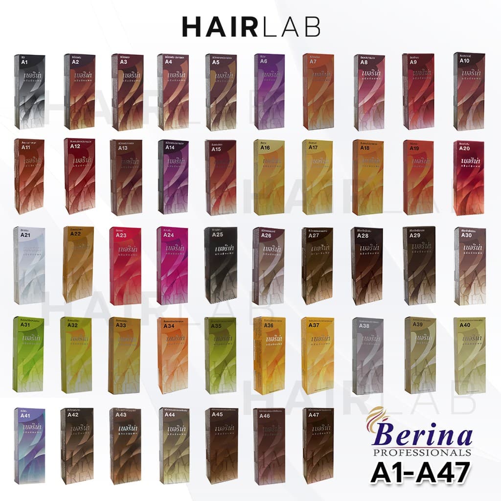 ครบทุกสี Berina A1-A47 เบอริน่า สีย้อมผม ยาย้อมผม ปิดผมหงอก ปิดผมขาว ครีมเปลี่ยนสีผม กัดสีผม