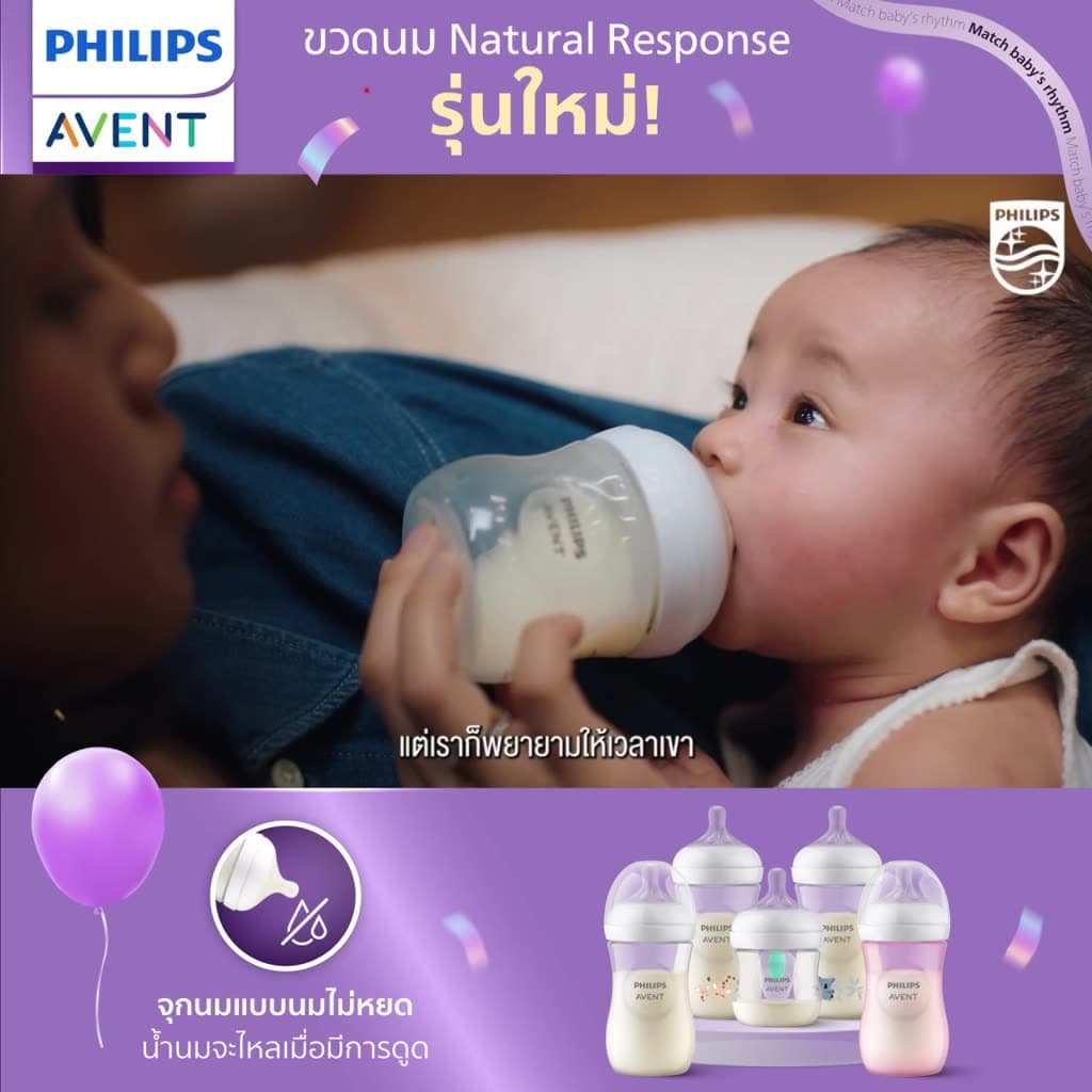 Philips Avent ฟิลิปส์ เอเวนท์ ขวดนม Natural Response ไม่ดูดไม่ไหล ขนาด 4 ออนซ์/125 มล. แพ็คคู่ รุ่น SCY900/02