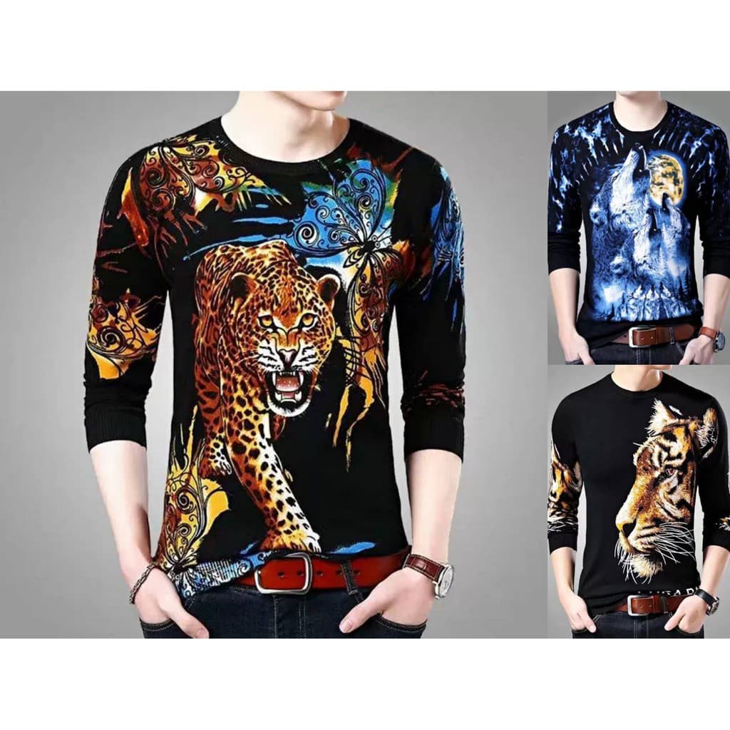##พร้อมส่ง#เสื้อผ้าแฟชั่นผู้ชาย เสื้อแขนยาวคอกลม(TSH-035) รูปที่ 1