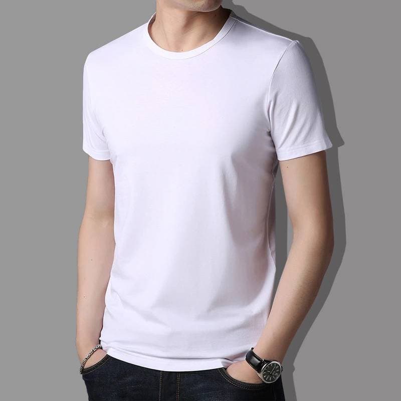 เสื้อผ้าแฟชั่นผู้ชาย เสื้อแขนสั้นคอกลม สีพื้น ราคาถูก（TSH-015) รูปที่ 1