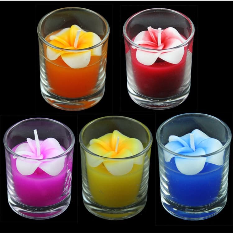 เทียนหอมดอกลีลาวดีในแก้วใส มี 5 สี เลือกได้ 1 ชิ้น/แพ็ค รูปที่ 1