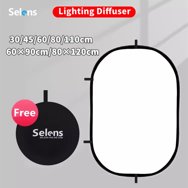 Selens แผ่นกระจายแสงแบบพับได้ แผ่นสะท้อนแสงสีขาวสำหรับถ่ายภาพ ขนาด 30-120 ซม สำหรับสตูดิโอถ่ายภาพ วิดีโอ… รูปที่ 1