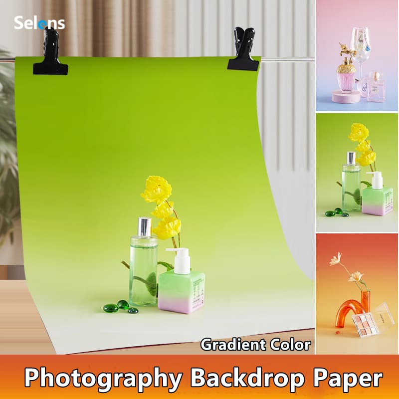Selens กระดาษฉากหลังสำหรับถ่ายภาพ ขนาด 57x87 ซม. สีไล่ระดับ กันน้ำ สองด้าน อุปกรณ์ประกอบฉากฉากหลัง… รูปที่ 1
