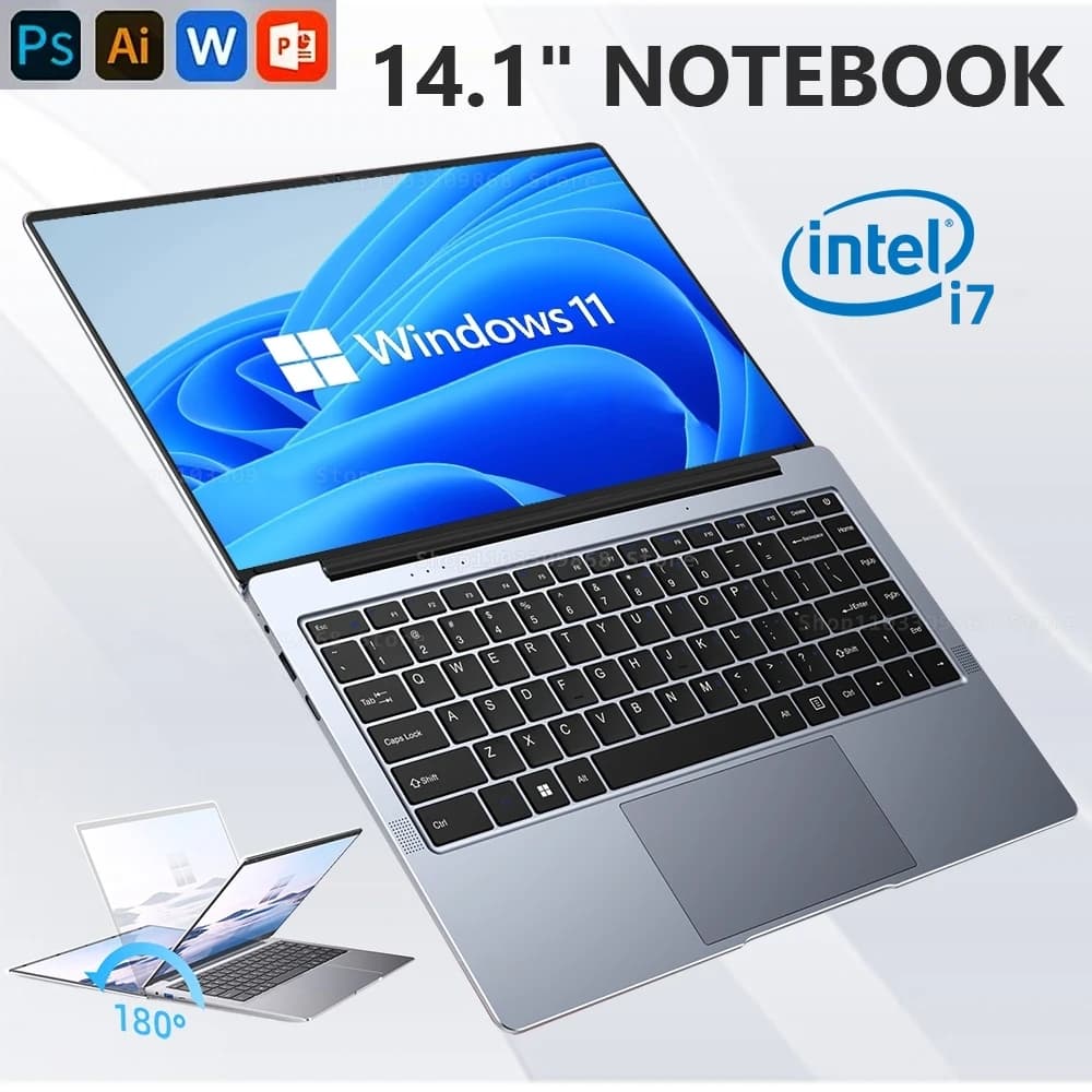 14.4 นิ้ว Intel Core I7 1080P คอมพิวเตอร์แล็ปท็อป 12GB DDR4 256GB 512GB SSD โน้ตบุ๊ค WiFi 6 Backlit… รูปที่ 1