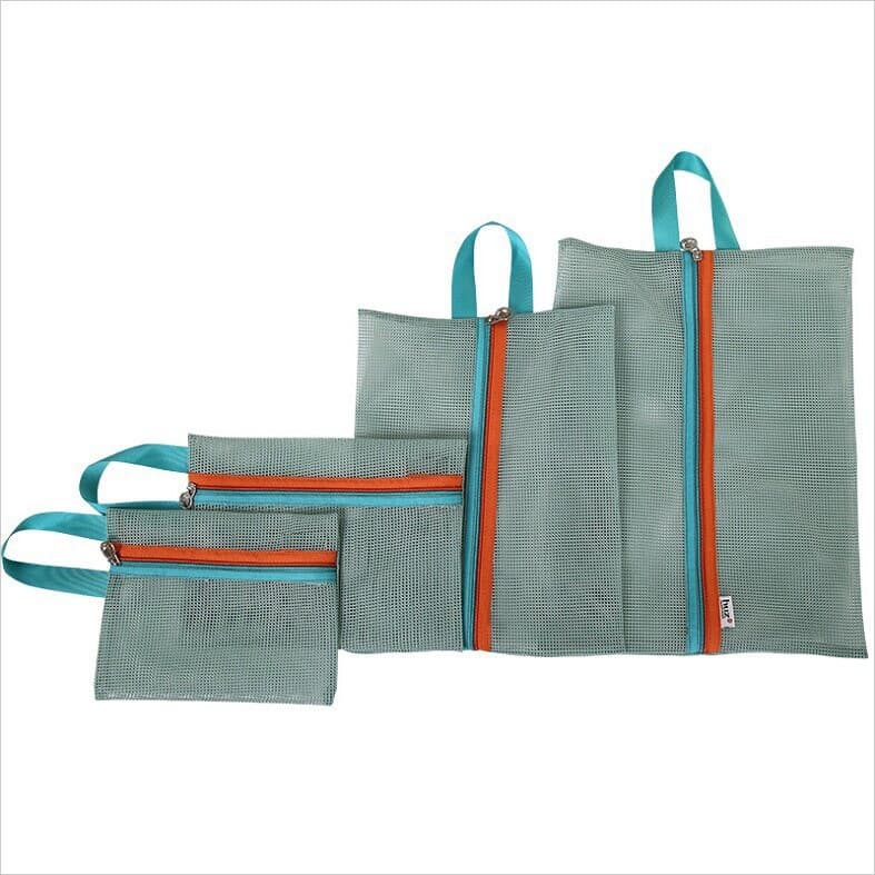 4pcs/set กระเป ๋ าเดินทางแบบพกพากระเป ๋ าตาข ่ ายกระเป ๋ าเสื ้ อผ ้ าชุดชั ้ นในแขวนกระเป ๋ าOrganizerกระเป… รูปที่ 1