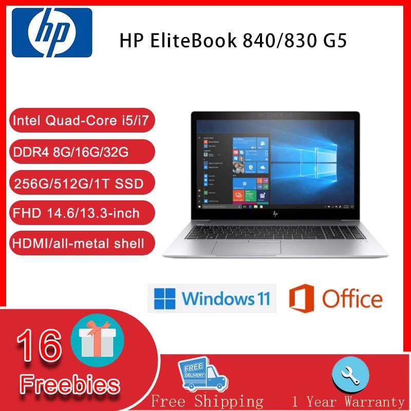 HP แล็ปท็อป Elitebook 840 G5 Intel Quad-Core i5 / i7 8G / 12G / 16G / 32G RAM 256G / 512G / 1T SSD หน้าจอ IPS… รูปที่ 1