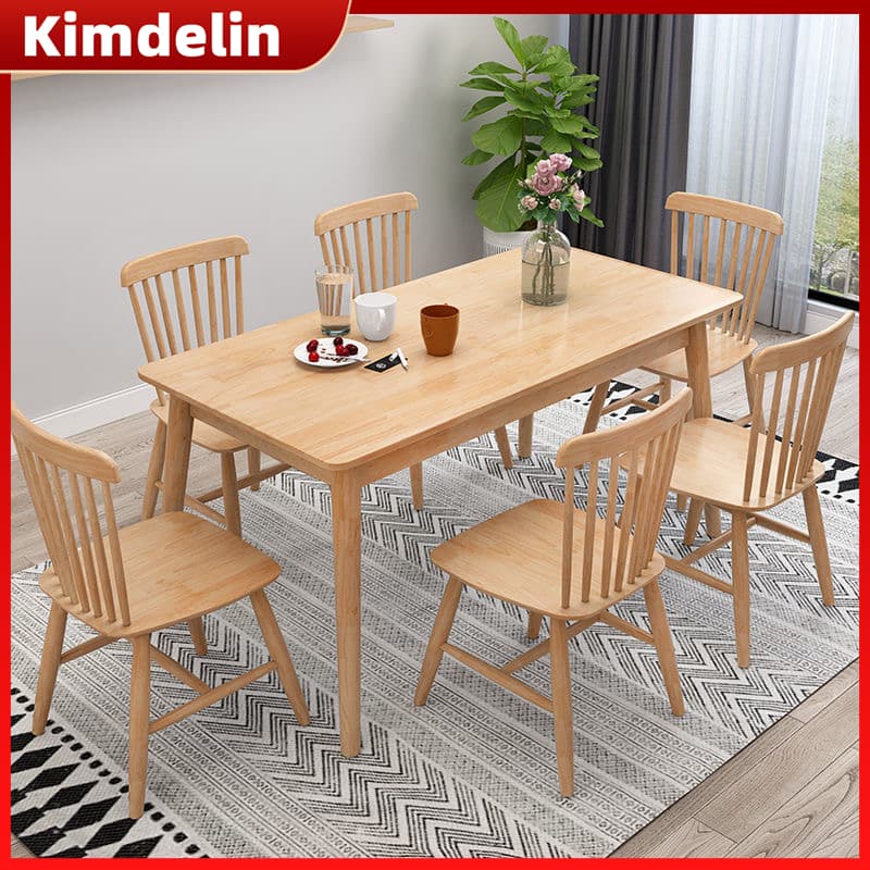 KIMDELIN โต๊ะรับประทานอาหารไม้ 140/120/100 ซม.,ขาโต๊ะไม้เนื้อแข็ง, ประกอบง่ายและใช้งานได้ที่เชื่อถือได้