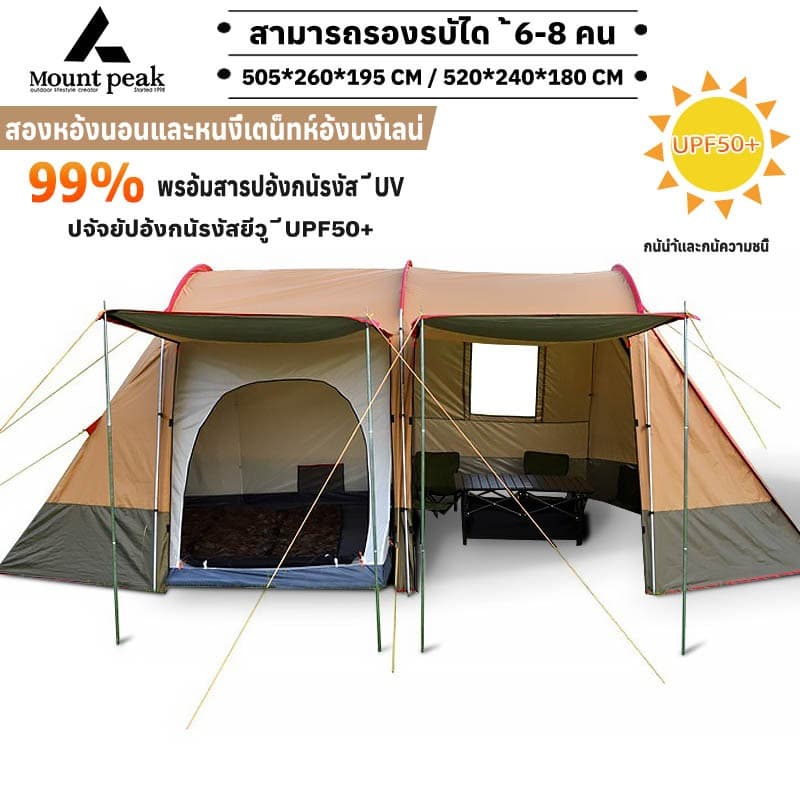 ️เต็นท์ครอบครัว เต็นท์กันฝน กันน้ำ 1 ห้องนอน 1 ห้องนั่งเล่น กันแดด สูงโปร่ง ระบายอากาศดี