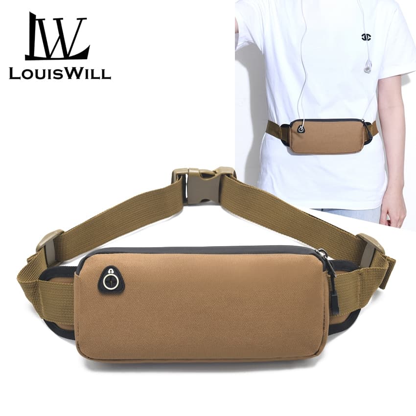 Louiswill แฟชั่นผู้ชายเอวกระเป๋า Unisex กันน้ํา Oxford Running Bum กระเป๋าแบบพกพากระเป๋า Causal Cross-body… รูปที่ 1