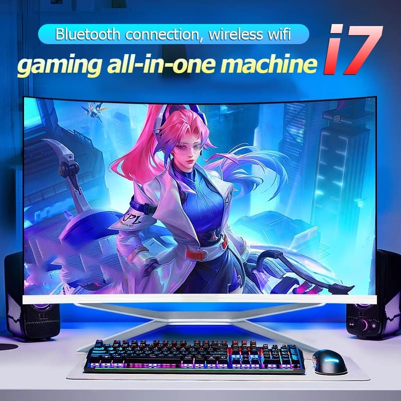 2026 New All in One PC คอมพิวเตอร์เดสก์ท็อป 27 นิ้วหน้าจอโค้ง Intel Core i7 คอมพิวเตอร์เกมมิ่งครบชุด RAM พีซี… รูปที่ 1