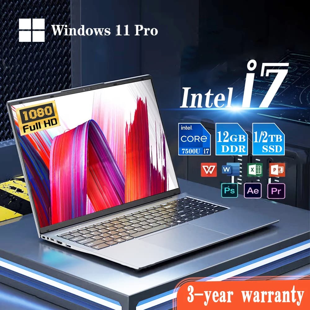 รับประกัน 3 ปี)2026 Ultra Slim i7 คอมพิวเตอร์แล็ปท็อป PC 14.1" intel Core i7-7500U แล็ปท็อป 12GB RAM 1TB 2TB… รูปที่ 1