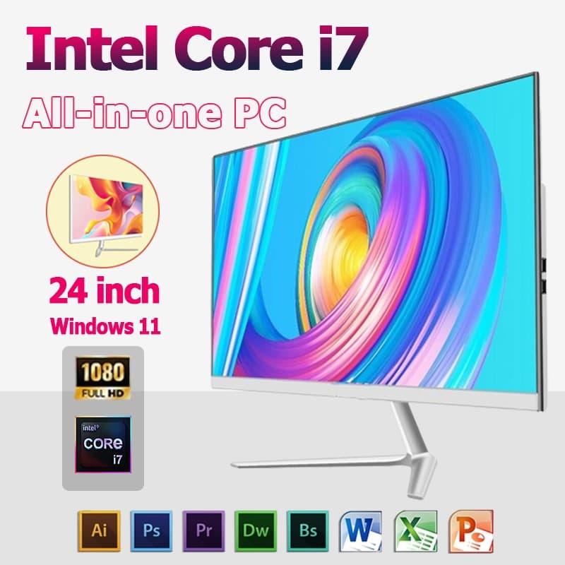 2026 สไตล์ใหม่ 24 นิ้ว Intel core i7 All-in-One Machine คอมพิวเตอร์เดสก์ท็อป 16GB RAM 512GB SSD All-in-One… รูปที่ 1