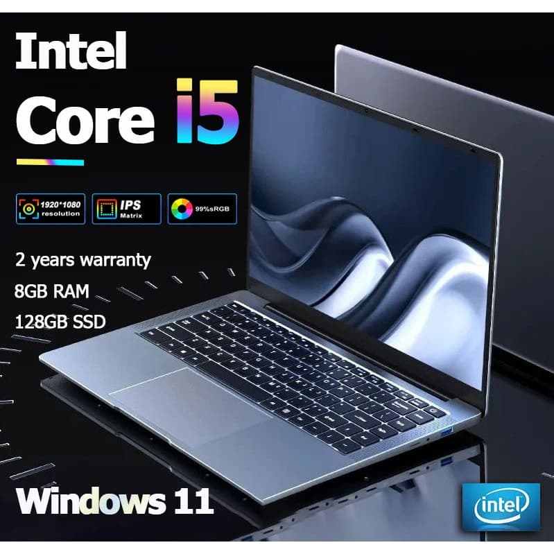 แล็ปท็อป 14 นิ้วหน้าจอ IPS เกมคอมพิวเตอร์แล็ปท็อป Intel Corey i5 RAM 12GB SSD 128GB คอมพิวเตอร์แล็ปท็อปเกม รูปที่ 1