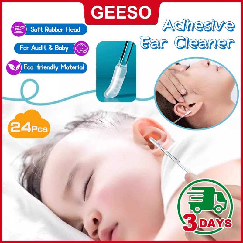 GEESO 24Pcs Reusable Adhesive Earpick Disposable Earwax Remover Sticky ไม้แคะหูซิลิโคน แบบนุ่ม แว็กซ์กําจัดหู… รูปที่ 1