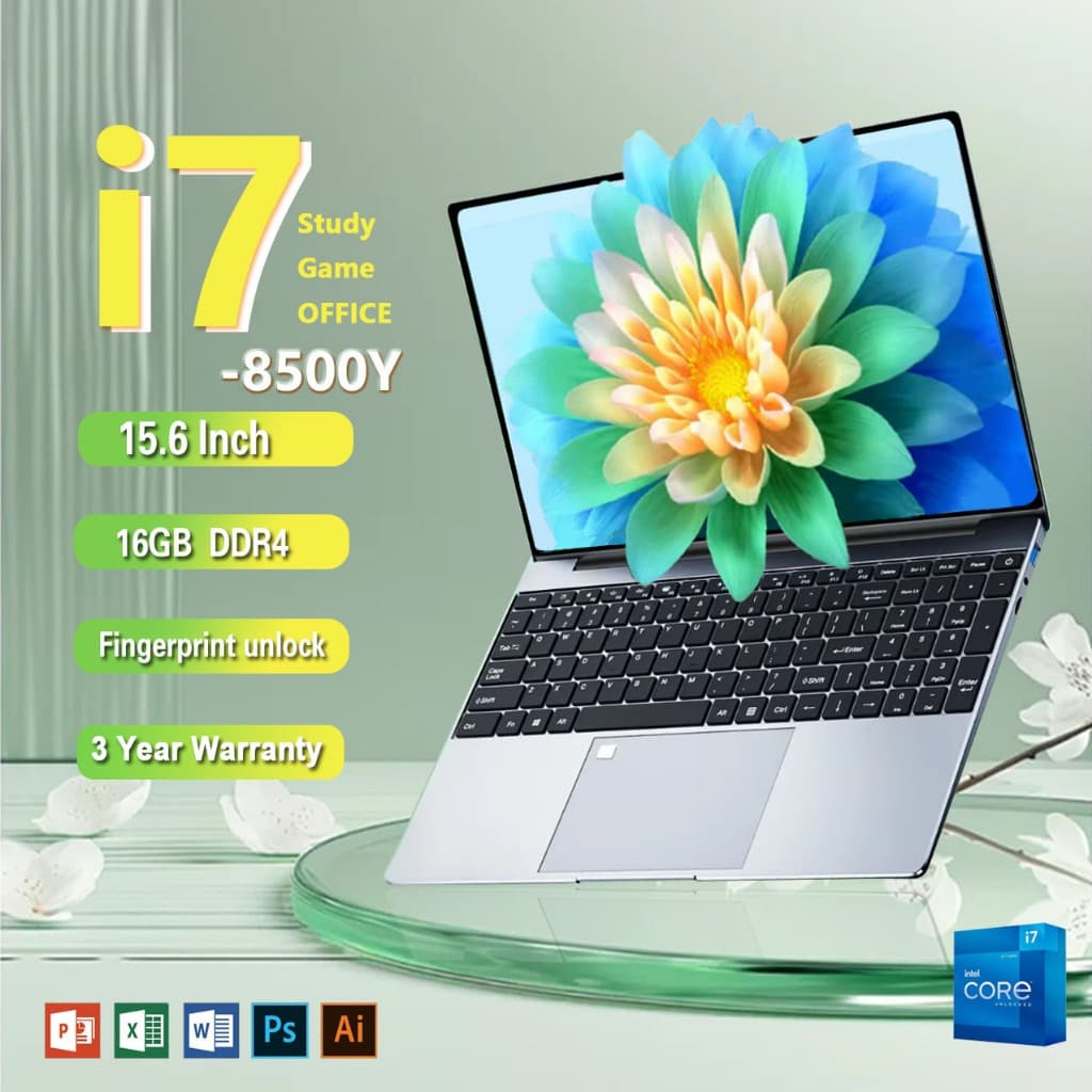 2025 แล็ปท็อปเดิมใหม่ Windows 11 15.6 นิ้วปลดล็อคลายนิ้วมือ Intel I7 8500Y 16GB DDR4 2TB SSD หน้าจอ 4K… รูปที่ 1