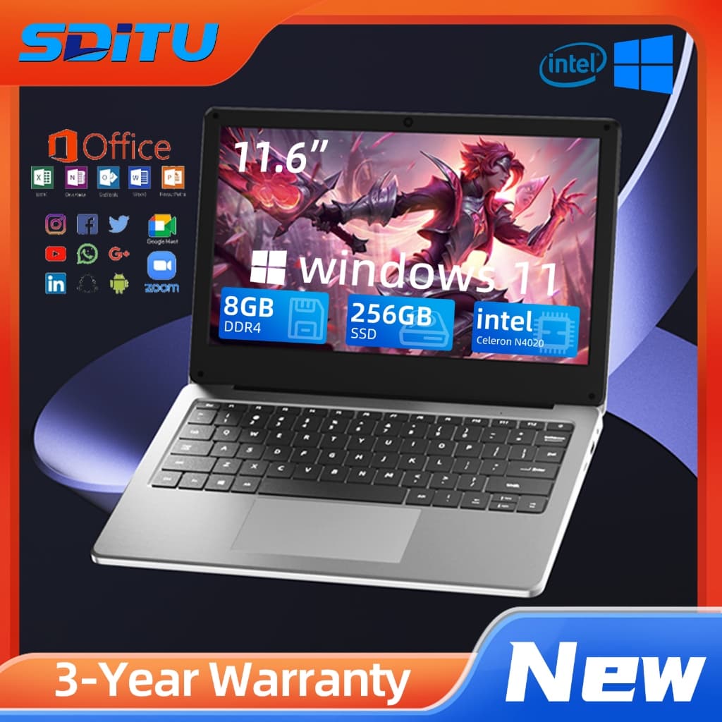 ใหม่แล็ปท็อปDITU ดั้งเดิม 11.6 Intel N4020 8GB RAM 256GB Windows 11 Mini แล็ปท็อป MS Office… รูปที่ 1