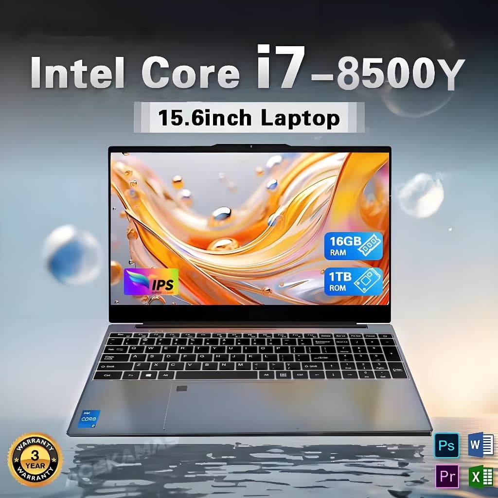 2025 ใหม่เดิม 15.6 นิ้วแล็ปท็อป Windows 11 ปลดล็อคลายนิ้วมือ Intel I7 8500Y 16GB DDR4 2TB SSD หน้าจอ 4K… รูปที่ 1