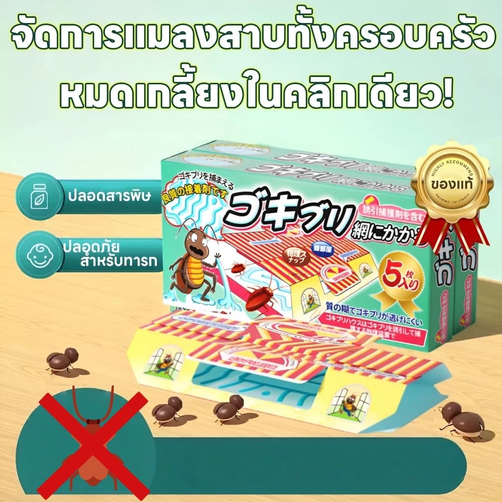 ทุกวัน บ้านแมลงสาบและดักจิ้งจก ดักกาวแมลงสาบ/ลิซาร์ด พร้อมเหยื่อสําเร็จรูป 5 บ้านใน 1 กล่อง รูปที่ 1