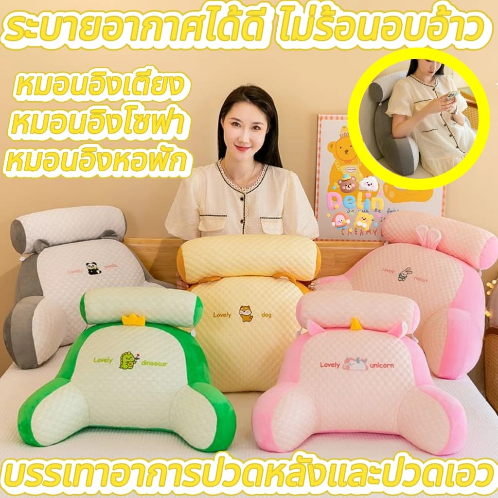 มอนอิงข้างเตียง ลายการ์ตูน ใหญ่ หนุนเอว - แพ็คนิ่ม ถอดออกซักได้ ทั้งร้านส่งฟรี(Delin store)