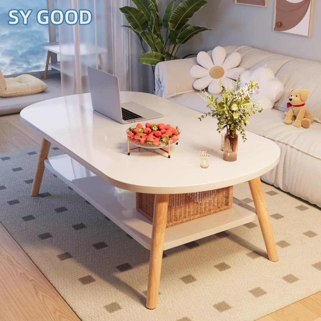 SY โต๊ะห้องรับแขก โต๊ะกลางโซฟา โต๊ะกาแฟ 80/100/120CM สไตล์โมเดิร์น ผลิตจากไม้เเท้