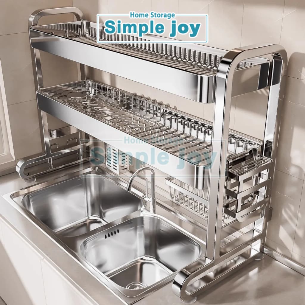 SimpleJoy ที่คว่ำจานสแตนเลส ปรับขนาดได้ ประหยัดพื้นที่ พร้อมถ้วยดูดกันลื่น สำหรับตากแห้ง