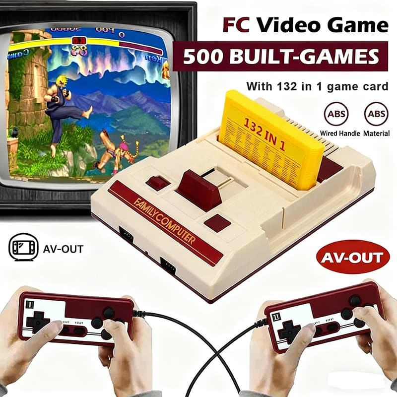 Retro 8-Bit HD FC เกมคอนโซล-AV Out เครื่องเล่นวิดีโอทีวีพร้อมเกม 500 เกมในตัวระบบการเล่นเกมแบบใช้มือถือสําหรับ… รูปที่ 1